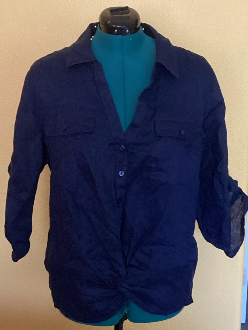 INC International Concepts Navy Blue Button-Down Shirt